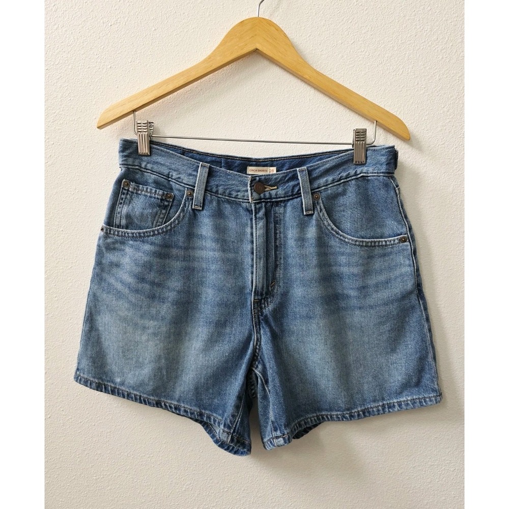 Levi's Women's Cinch Mid-Thigh Denim Shorts High Rise Blue Size 28